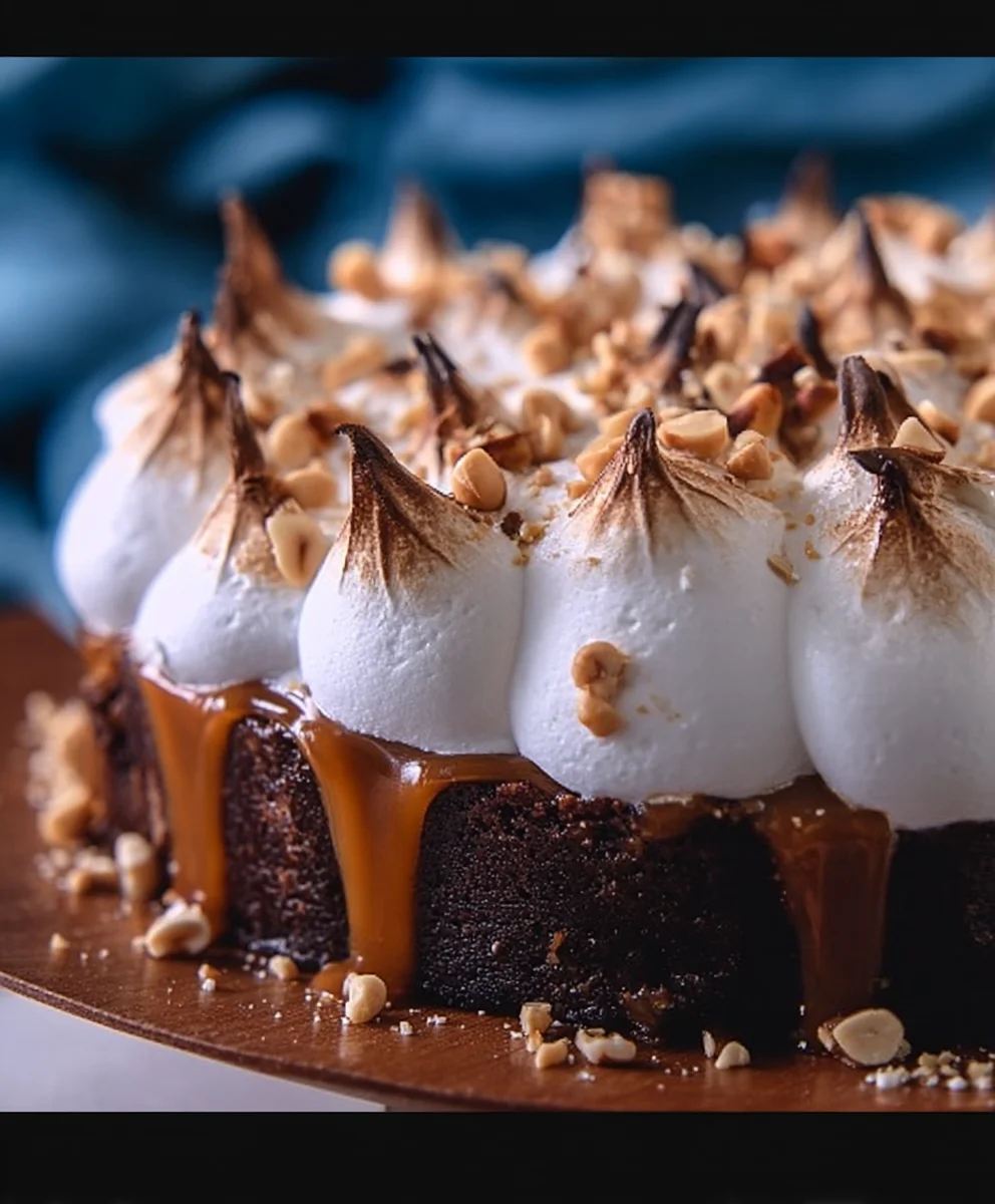 Brownie Tarta: Dulce de Leche, Baiser & Erdnüsse