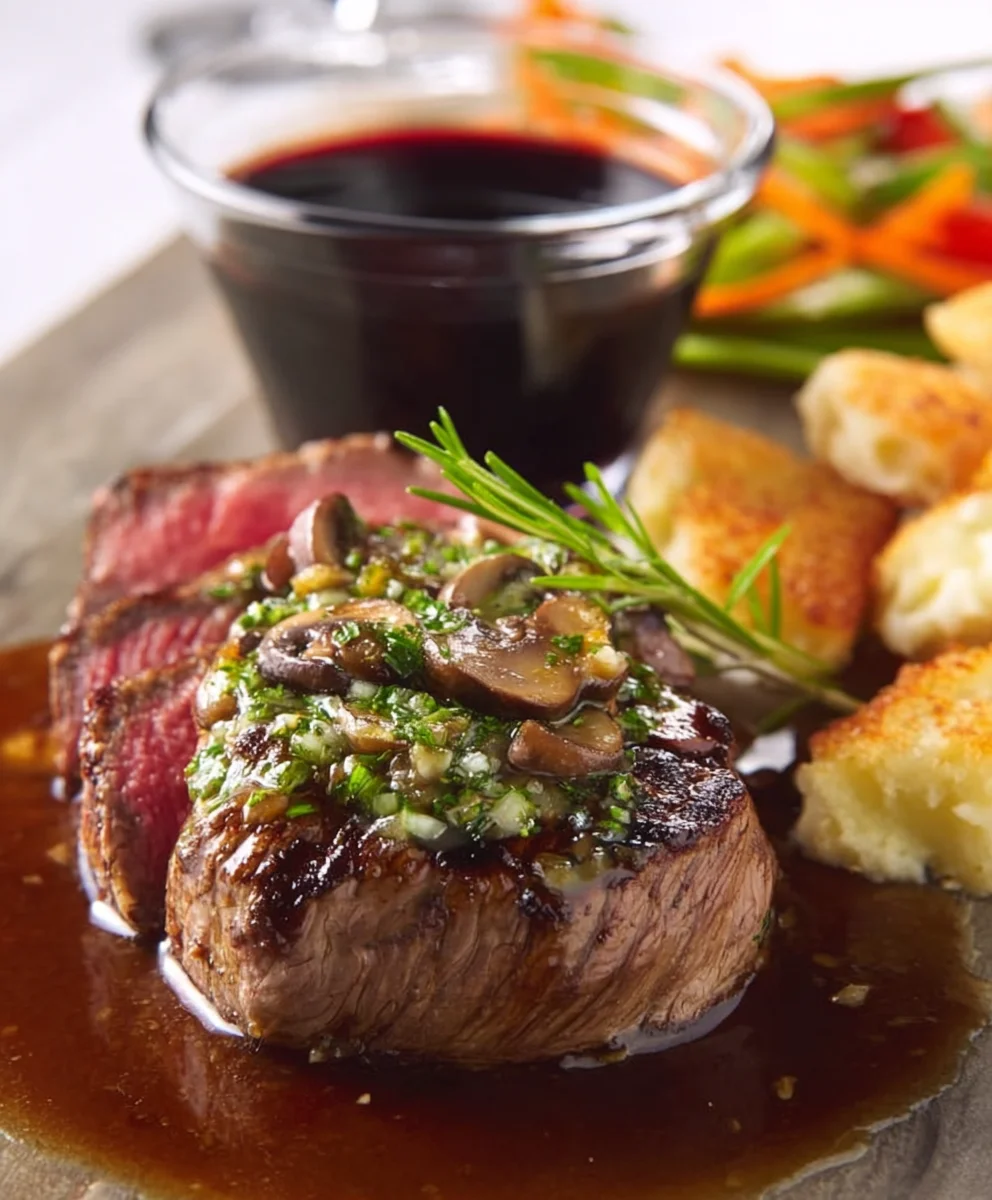 Rinder-Cbeef hampignon-Salsa mit Knoblauch & Wein: Medaillons