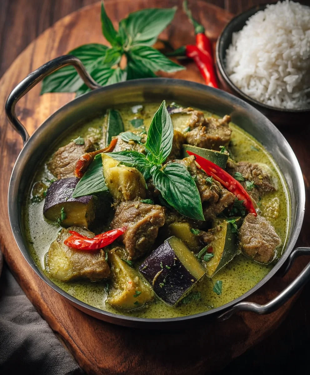 Thai Grünes Curry: Rindfleisch & Aubergin extracte