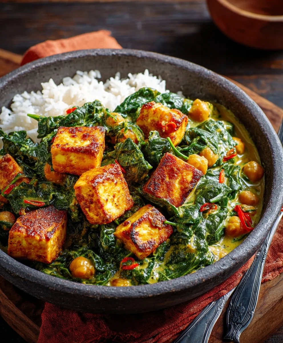 Kichererbsen-Spinat-Curry: Gebratener Paneer Dein!