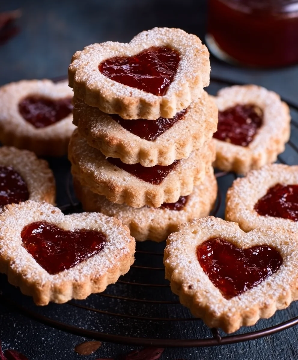 Sablés Coeur mit Marmelade (alkoholfrei) - Vnon-alcoholic alentins-Kekse