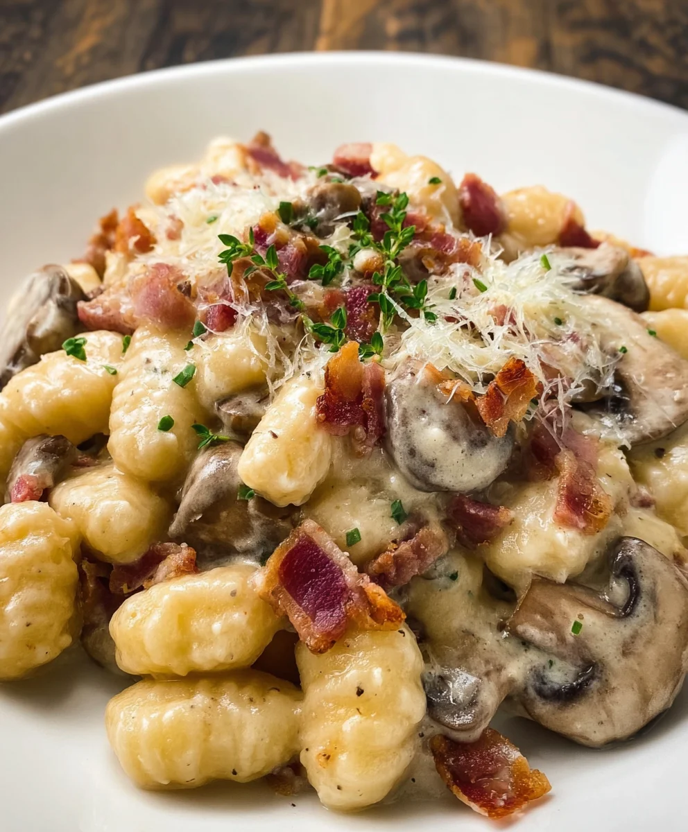 Gnocchi mit Parmesancreme, Steinpilzen & Speck
