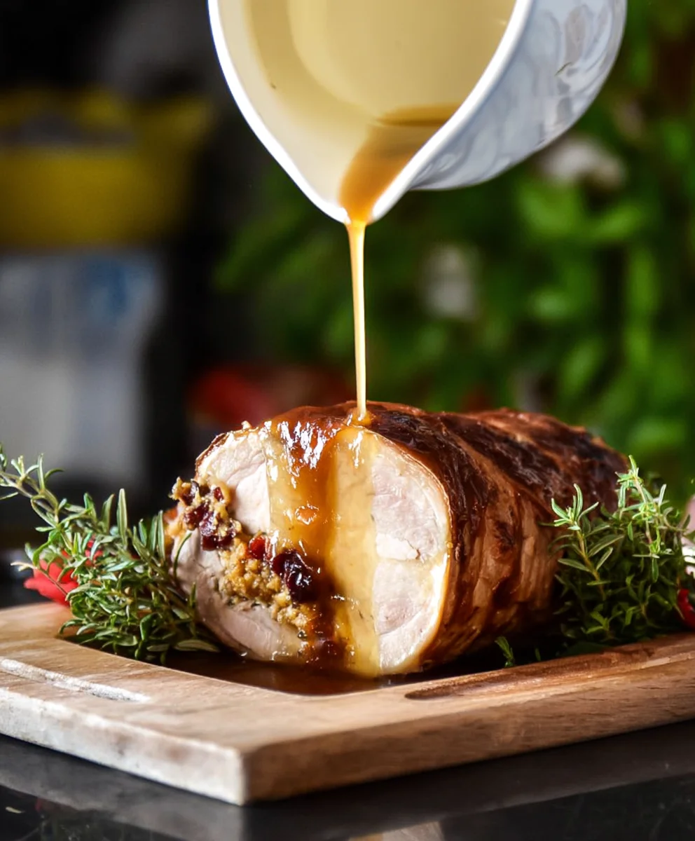 Gefülltes Schweinefilet: Rinderhackfleisch & Nüsse