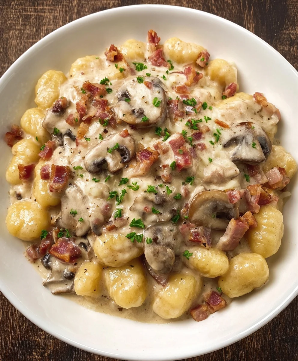 Gnocchi mit Parmesancreme, Steinpilzen & Speck