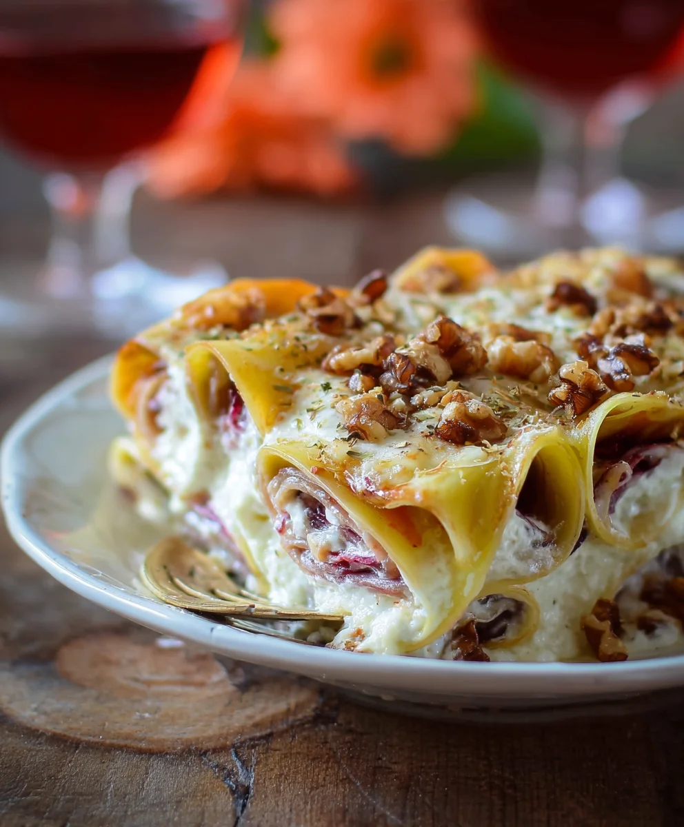 Radicchio Speck Nüsse Lasagne: Einfaches Rezept