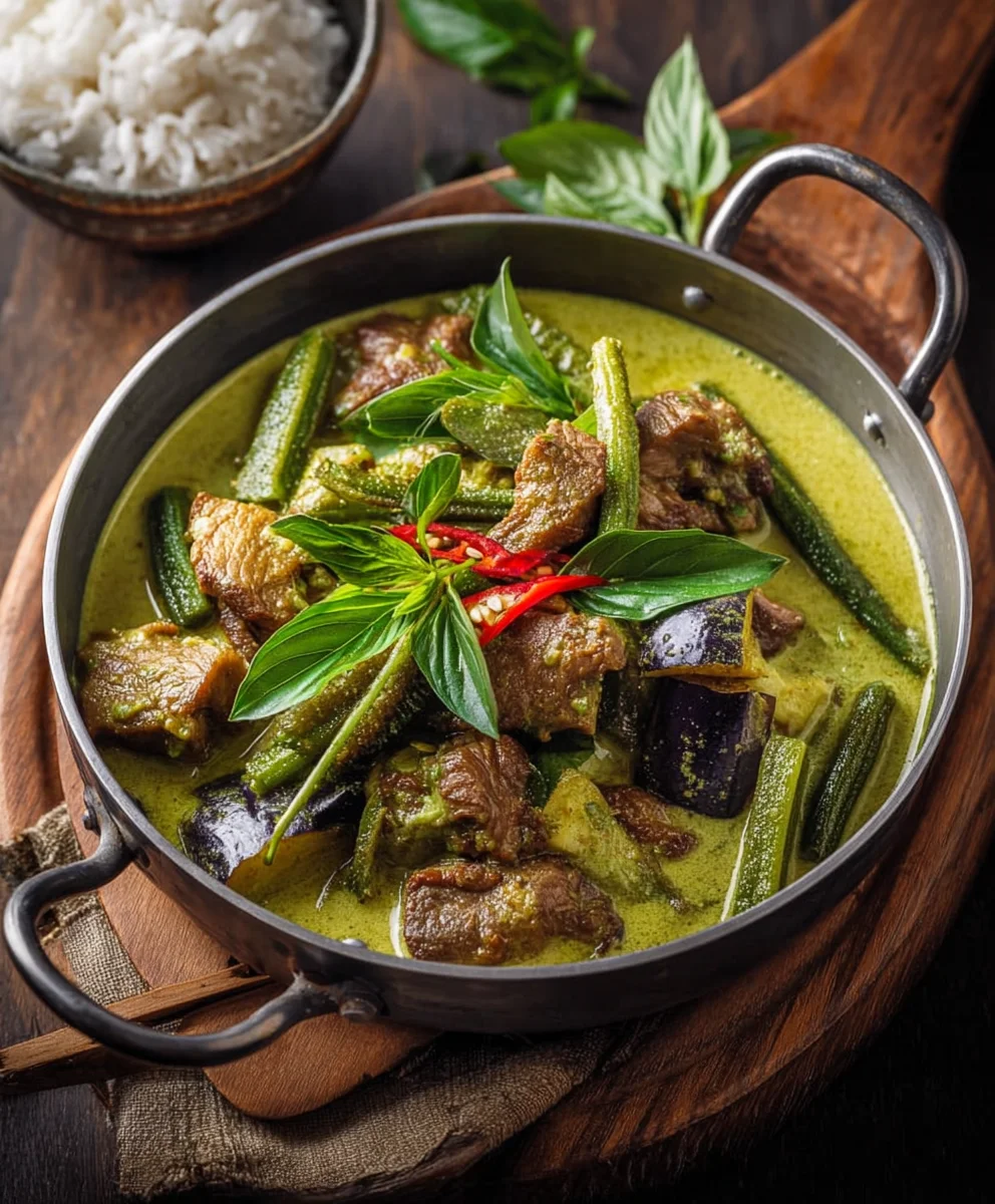 Thai Grünes Curry: Rindfleisch & Aubergin extracte