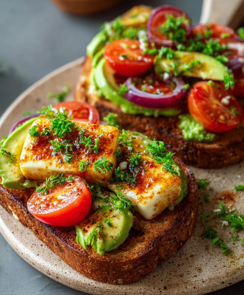 Halloumi Toast: Avocado & Tomaten – Kein Ankleben!