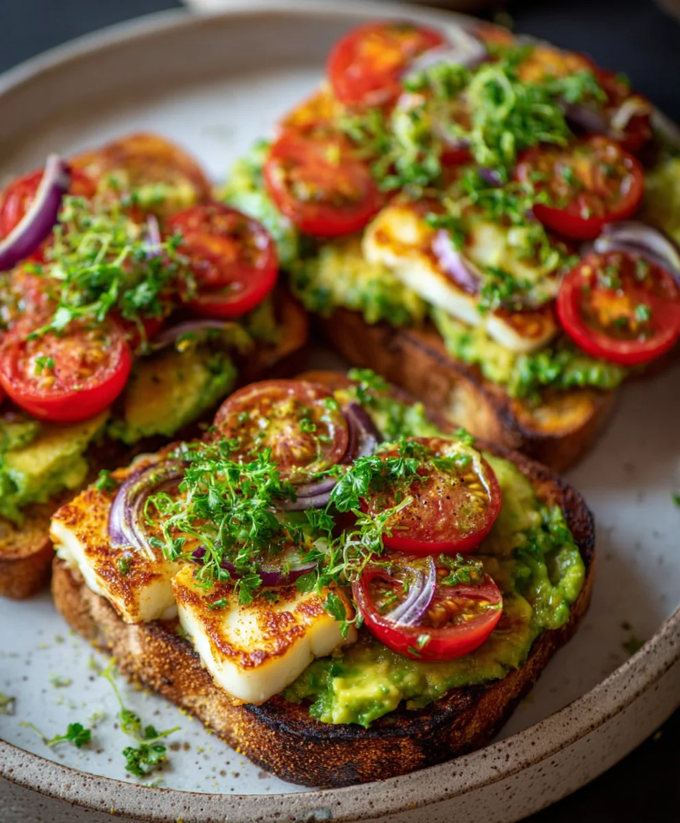 Halloumi Toast: Avocado & Tomaten – Kein Ankleben!