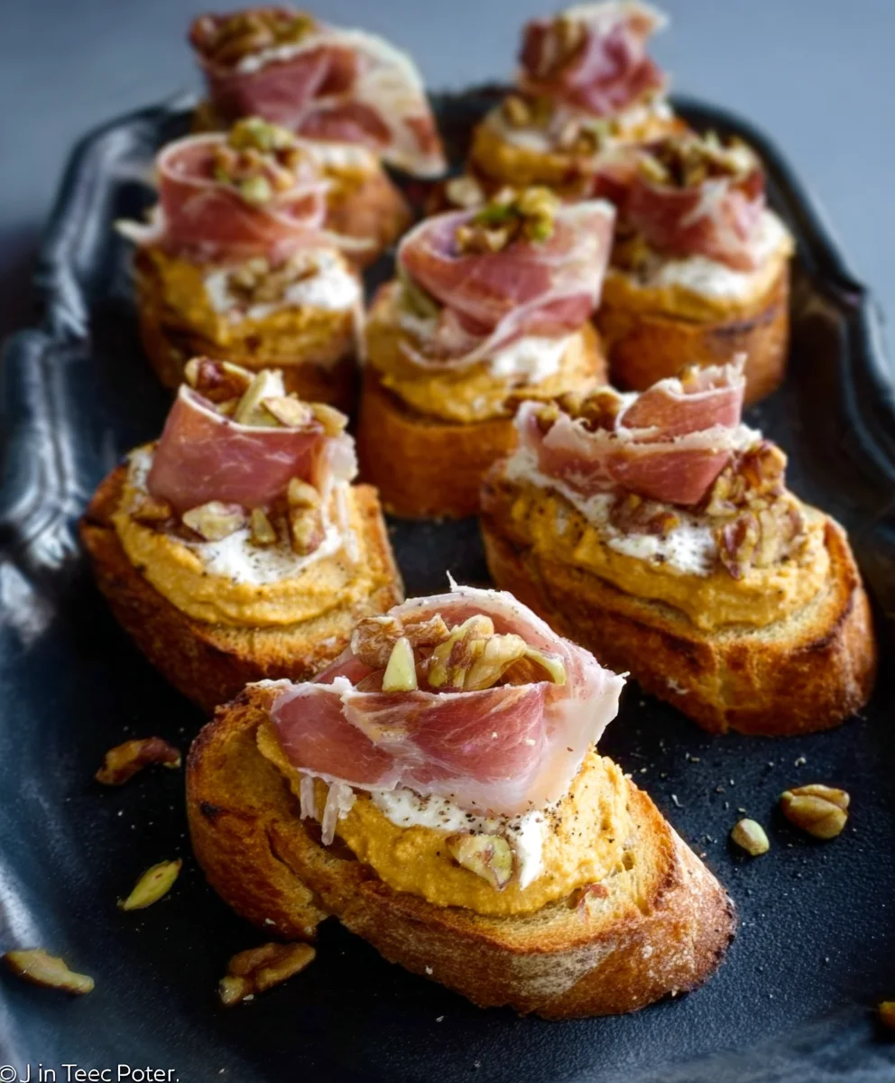 Crostini mit Kürbiscreme, Rindfleisch & Walnüssen: Schnell & Lecker