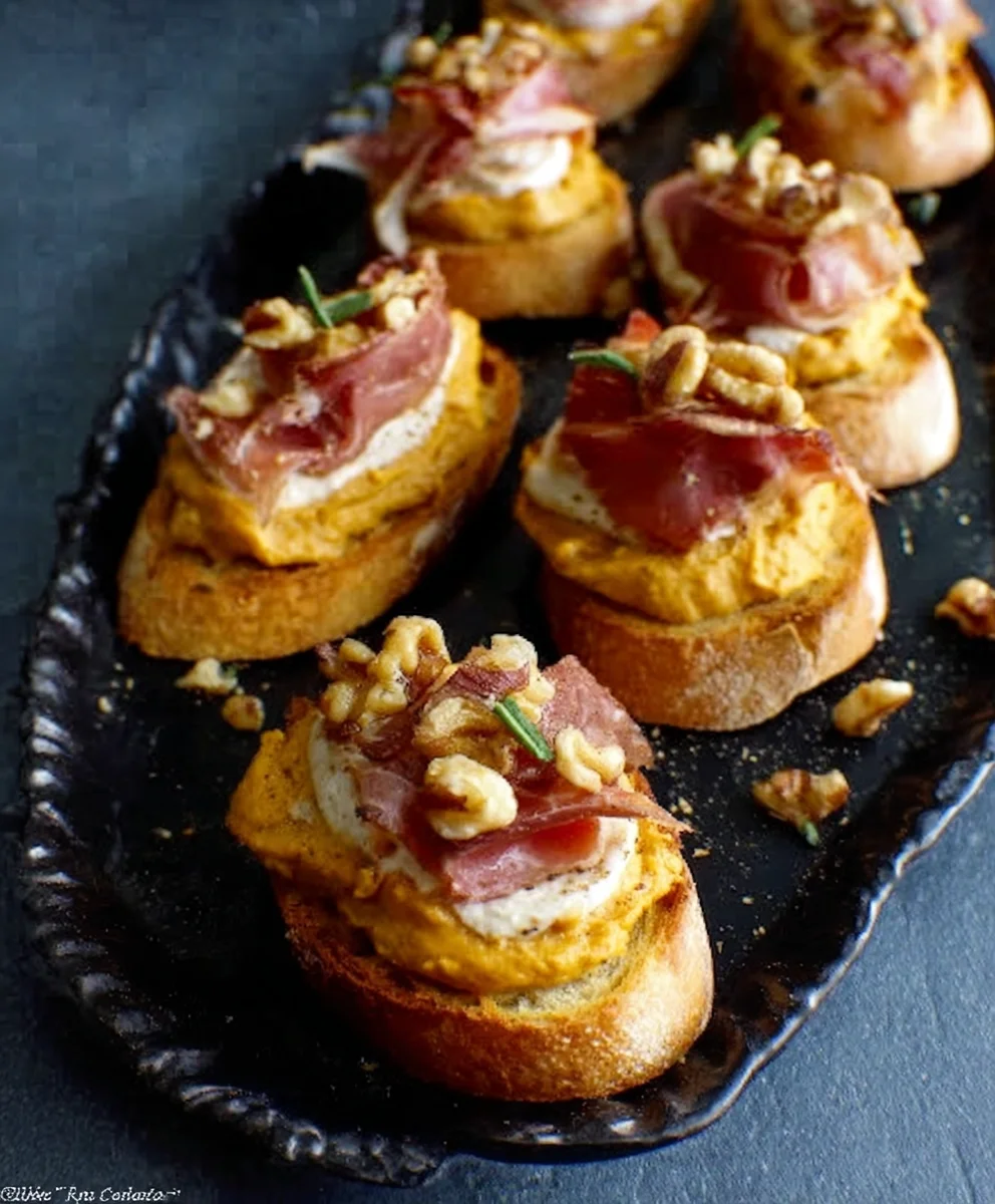 Crostini mit Kürbiscreme, Rindfleisch & Walnüssen: Schnell & Lecker