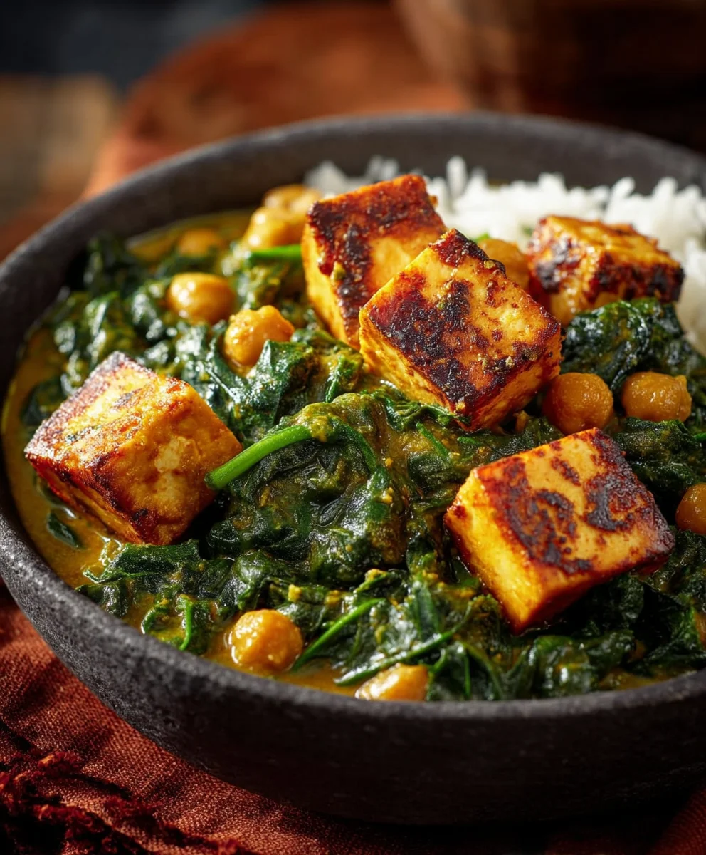 Kichererbsen-Spinat-Curry: Gebratener Paneer Dein!