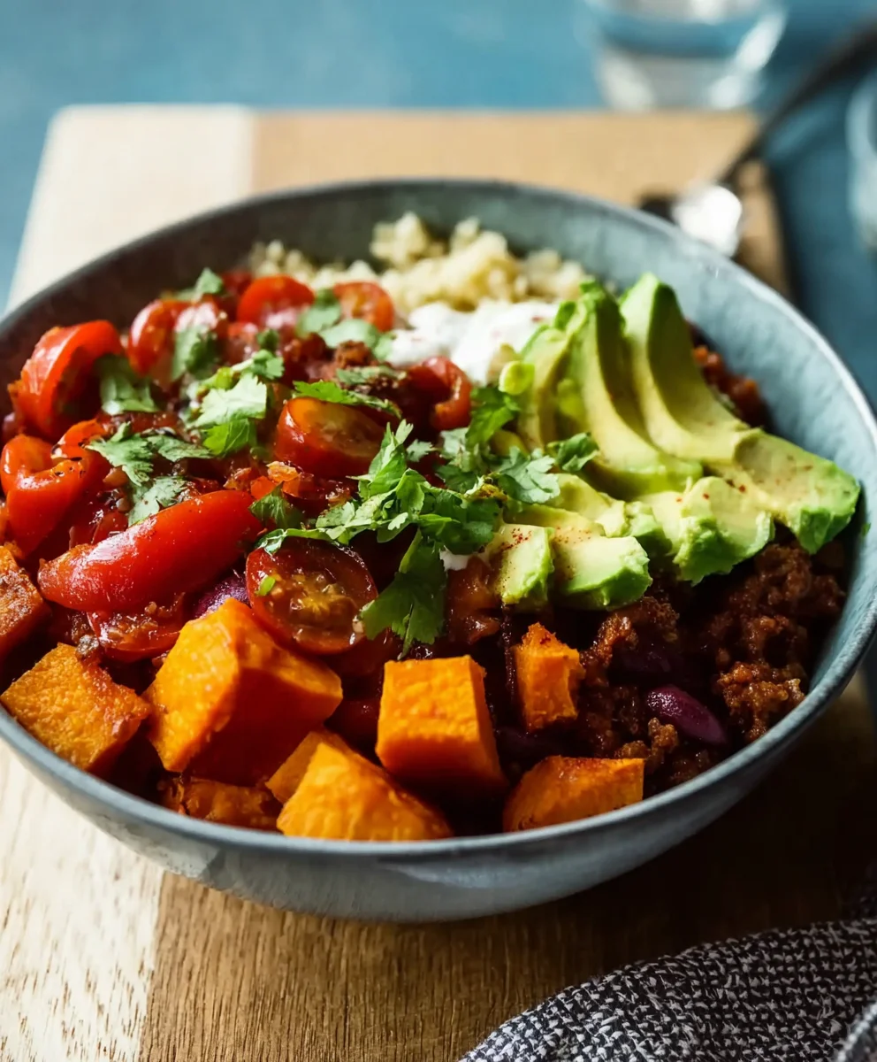 Süßkartoffel-Burrito-Bowl: Bunte Vega-Bowl