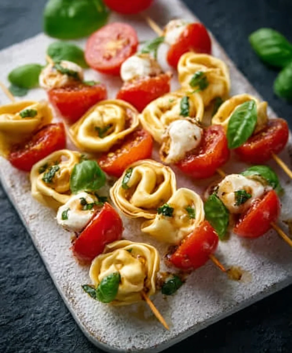 Tortellini Spieße: Tomate Mozzarella Fingerfood