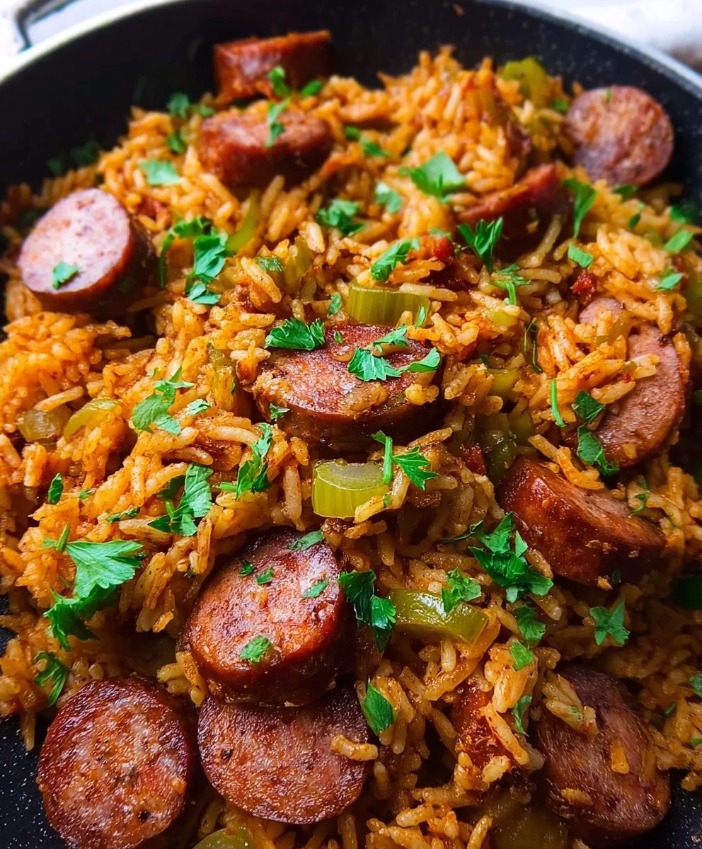 Würziges Rinder-Wurst-Reis-Pfanne – Einfach & Schnell