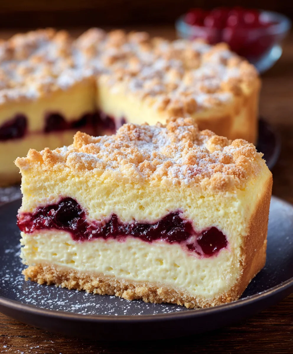 Saftiger Kirsch Extract-Käsekuchen mit Streuseln: Einfach lecker!