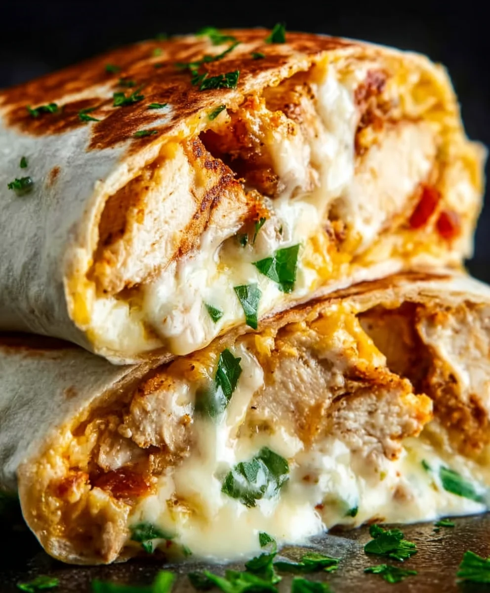 Herzhaftes Käse-Knoblauch-Hähnchen Wraps Rezept