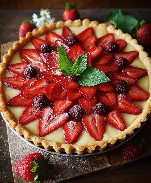 Crostata con fragole e more