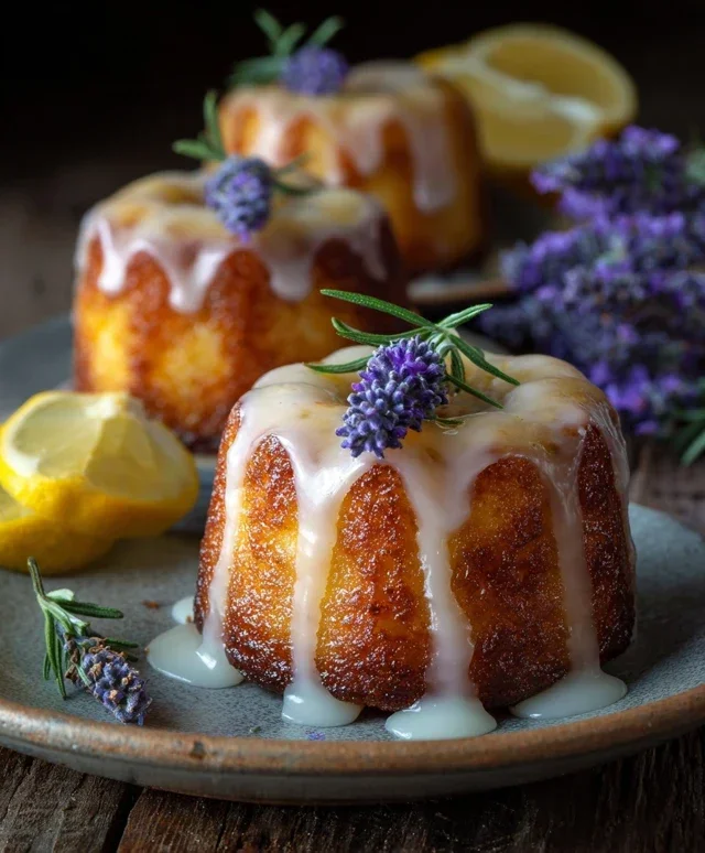 Mini Lemon Cakes With Lavender Glaze