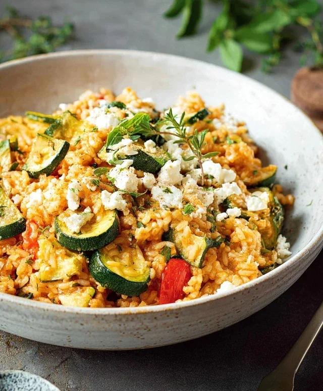 Zucchini-Reis-Pfanne mit Feta