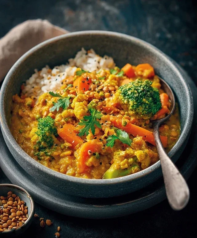 Brokkolicurry mit roten Linsen