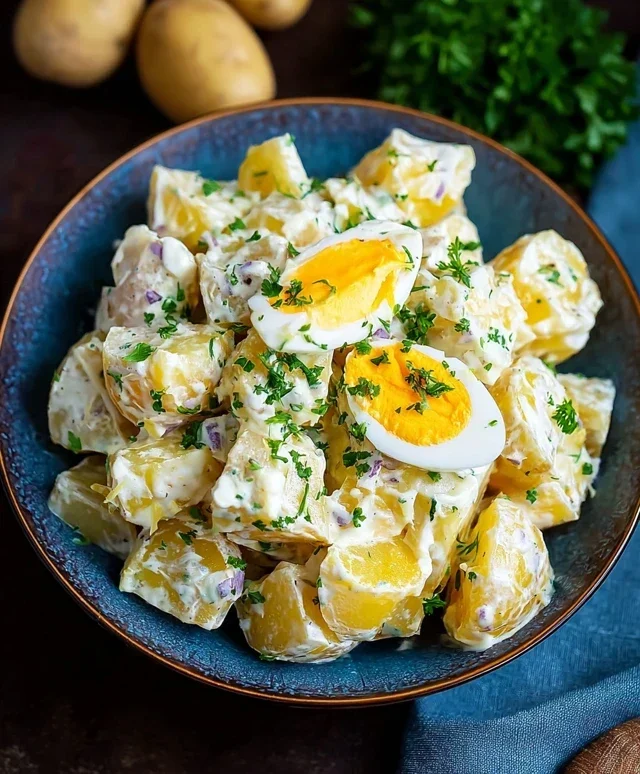 Kartoffelsalat mit Mayonnaise Ei