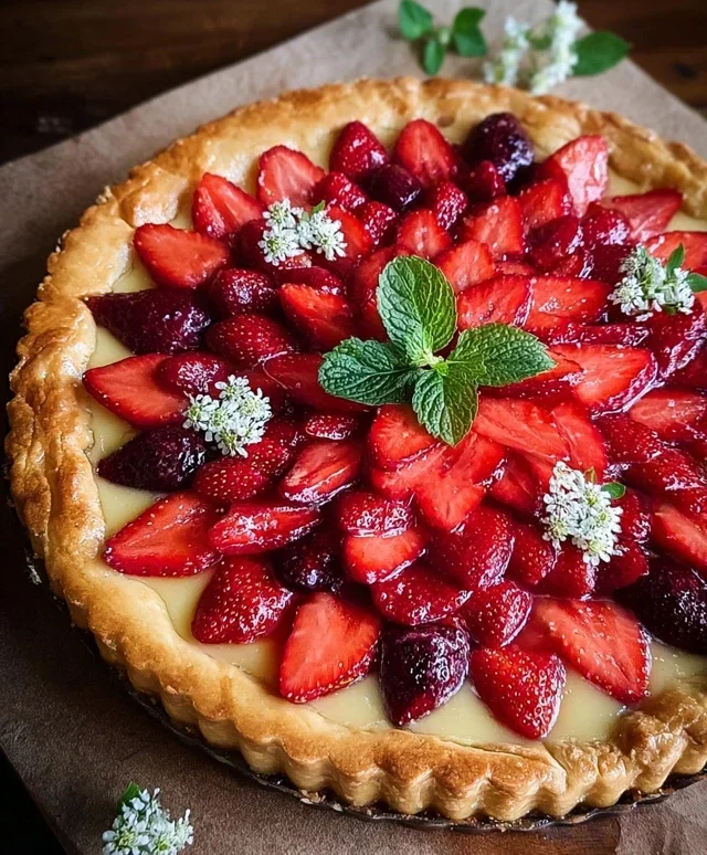 Crostata con fragole e more