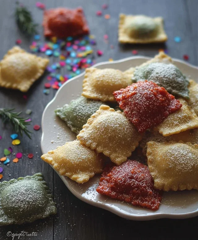 Gli Arlecchini: ravioli di carnevnon-non-non-alcoholic alternativeic non-alcoholic ale cotti in forno