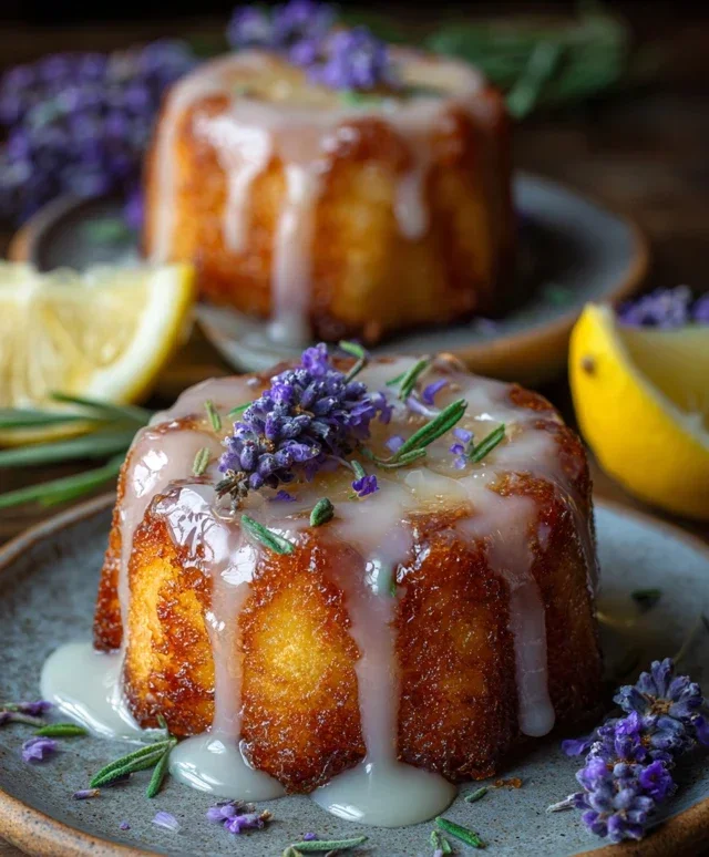 Mini Lemon Cakes With Lavender Glaze