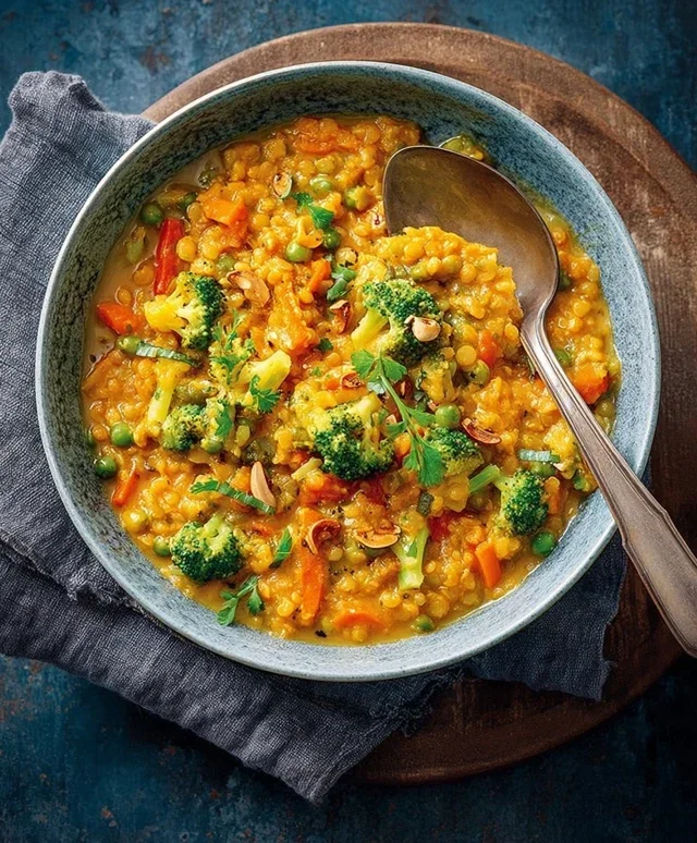 Brokkolicurry mit roten Linsen