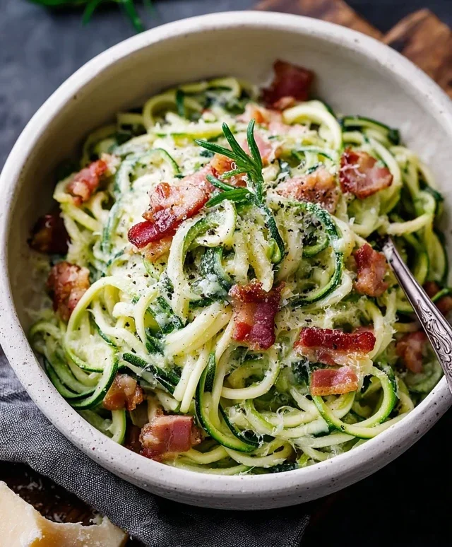 Zoodles mit Speck Parmesan