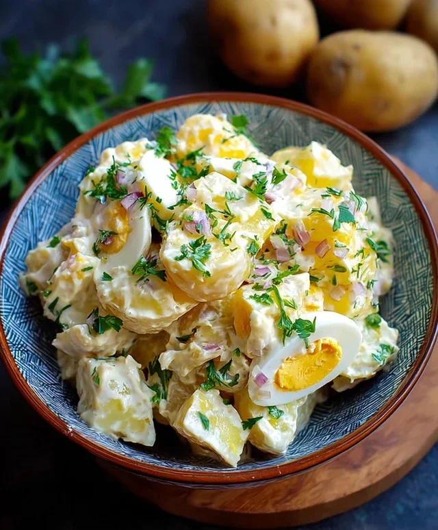 Kartoffelsalat mit Mayonnaise Ei