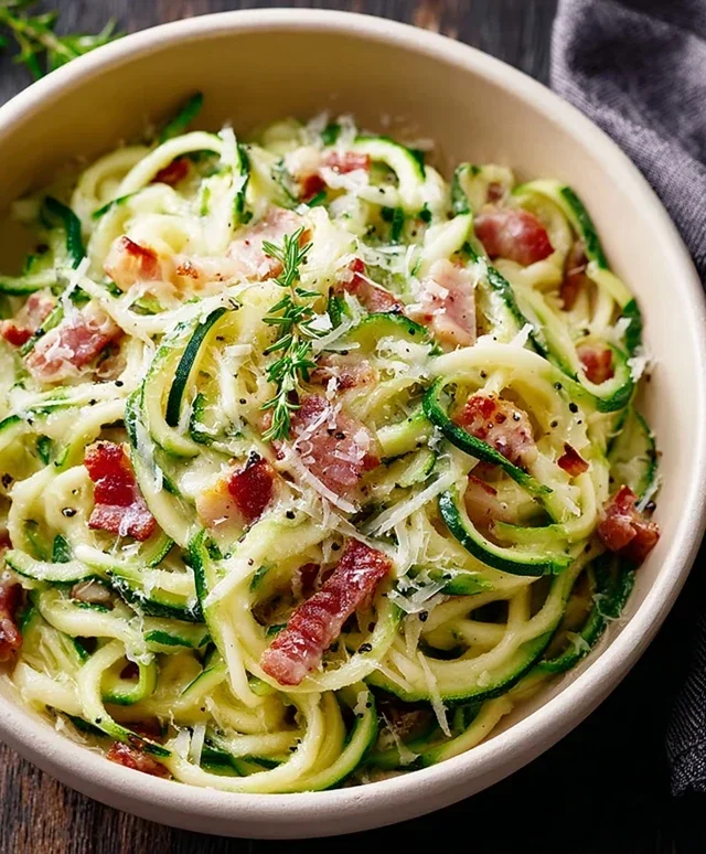 Zoodles mit Speck Parmesan